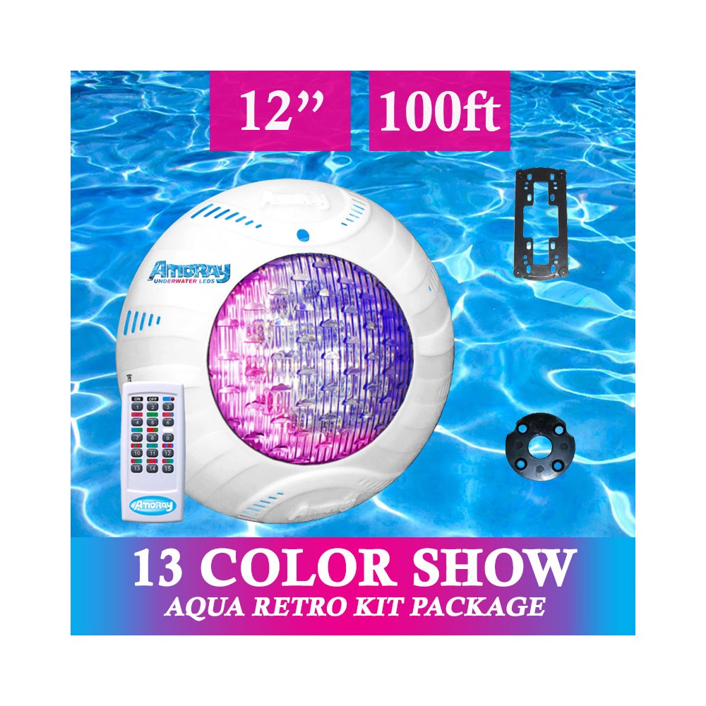 Amoray 12in Aqua Retro Light Kit (13 Color Show) 100ft